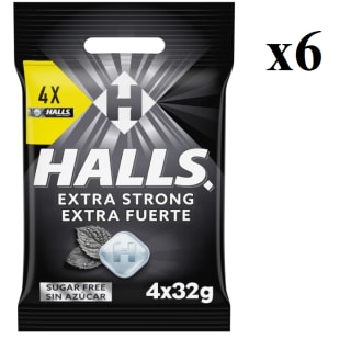 6 x Caramelos extra fuerte sin azúcar Halls 4 paquetes de 32 g. por 10.02€