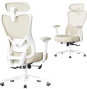 ONGMICS Ergonomic Office Chair – Lumbar Support & Headrest, Sand Beige – £59.49