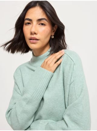 Green Funnel Neck Long, Slouchy Jumper for £4.95