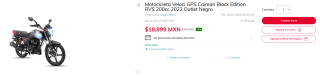 Motocicleta Veloci GPS Caiman Black Edition RVS 200cc 2022 por $18,899 en Sears