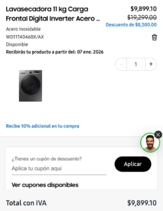 Lavasecadora Samsung de 11kg WD11T4046BX por $7,909 | Mercado Pago