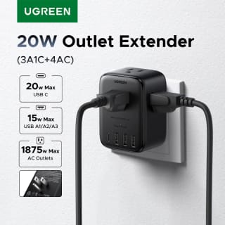 UGREEN Regleta multicontacto 20W (4 AC, 3 USB-A, 1 USB-C) por $62 en AliExpress