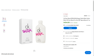 Perfume CK One Shock 200ml $454 | Oferta Walmart