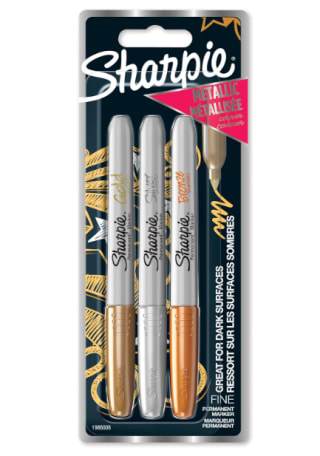 Pochette de 3 Marqueurs Sharpie métalliques permanents pointe fine à 3,59€
