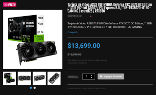Tarjeta ASUS TUF NVIDIA GeForce RTX 5070 por $13,699 | Descuento DDTech