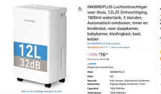 INKBIRDPLUS Luchtontvochtiger voor €76,50 bij Amazon