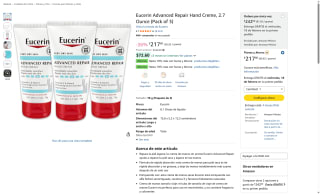 Eucerin Advanced Repair 3x2.7oz sin aroma por $242 | Amazon