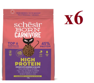6 x Schesir Born Carnivore, Croquetas para Gatos Adultos con Sabor a Pollo a 17.94€