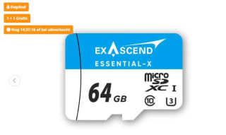 1+1 gratis op Exascend Essential-X micro SD card 64Gb bij Art & Craft