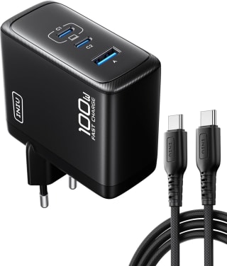 INIU GaN 100 W USB C-oplader, 3 poorten voor €15,54 dmv code bij Amazon