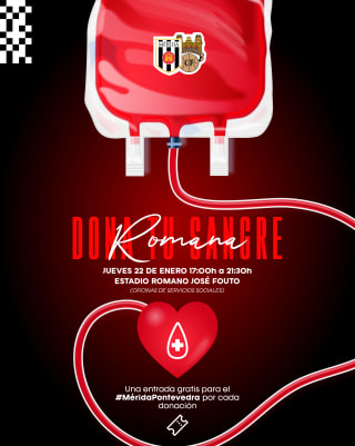 Gratis entrada Mérida - Pontevedra por donar sangre