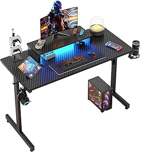 Bestier Escritorio Gaming 106.6CM LED con Soporte de Monitor por 51.06€
