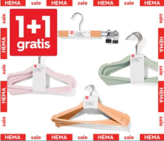 1+1 gratis op kledingopbergers en hangers bij HEMA