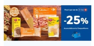 -25% Acumulable al Cheque-ahorro Día sin Gluten en Carrefour.