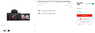 Cámara Sony ZV-1F Compacta Videoblogs por $11,299 | Oferta Sears