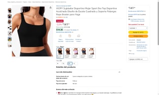 Sujetador Deportivo VIOPY Escote Cuadrado por $142 | Amazon