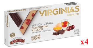 4 x Virginias Turrón de Yema con Guindas Bañado en Chocolate Sin Gluten 200g a 10€