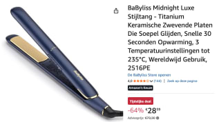 Babyliss Midnight Luxe 235 stijltang voor €28,39 bij Amazon