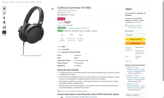 Sennheiser HD 400S 216g por $999 | Amazon