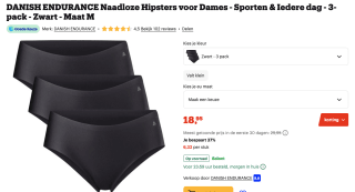 3-Pack DANISH ENDURANCE Naadloze Onderbroeken voor Dames voor €18,95 bij Amazon