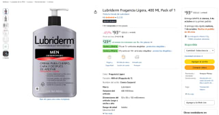 Lubriderm Men 400 ml (crema 3 en 1) por $94 en Amazon