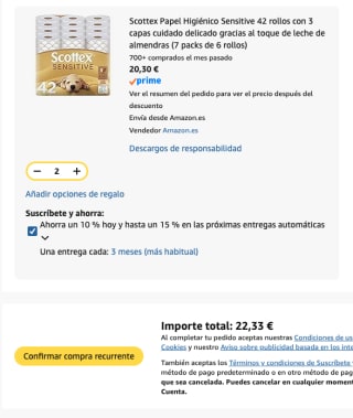 84 rollos Scottex Papel Higiénico Sensitive de 3 capas por 22.33€