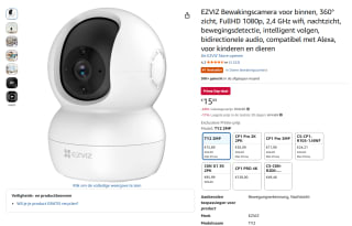 EZVIZ bewakingscamera TY2 2MP voor €15,89 bij Amazon