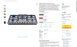Parrilla de Gas 5 Quemadores Inox por $1,799 | Oferta Amazon