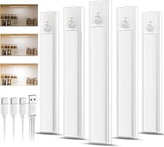 daphomeu 5 Pack Rechargeable Under Cupboard Kitchen Lights Dimmable, Type-C Charging,