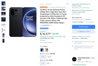 OnePlus 15 5G 256GB por $16,571 | Mercado Libre