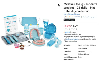 Melissa & Doug - Super Smile Dentist Play Set voor €13,59 bij Amazon