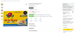 De la Rosa Mazapán Sin Azúcar (paquete 18 x 21 g) por $64 en Amazon