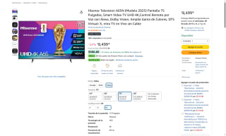 Televisor Hisense 75" 4K UHD AI por $8499 | Oferta Amazon