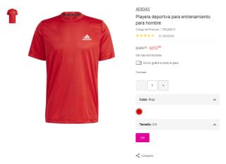 Playera Adidas Hombre Rojo CH por $275 | Oferta Liverpool