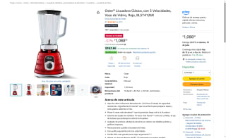 Licuadora Oster Clásica 3 Velocidades por $1,088 | Oferta Amazon