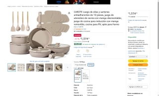 Ollas Carote 19 Piezas Antiadherentes por $1,374 | Amazon