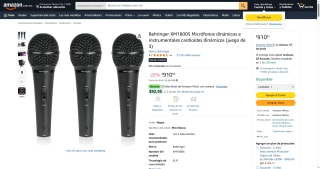 3 Pack Micrófonos Behringer XM1800S Dinámicos por $911 | Descuento Amazon