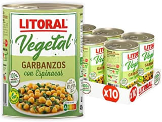 Pack 10 latas de garbanzos con espinacas 425g por 14.82€ en amazon