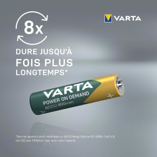 VARTA Piles rechargeables AAA 800 mAh, lot de 4 pour 3,74€ chez Amazon