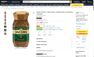 Café Soluble Jacobs Intenso 95g por $70 | Oferta Amazon
