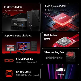 FIREBAT MINI PC AM02 (Ryzen 5 6600H, 16GB, 512GB) voor €232,04 bij AliExpress