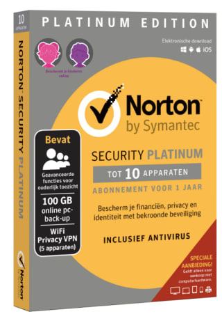 Norton Security Platinum Edition voor 10 apparaten (1 jaar) voor €5 bij MediaMarkt