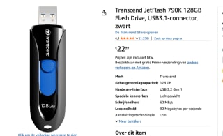 Transcend JetFlash 790 - 128GB voor €22,99 bij Amazon
