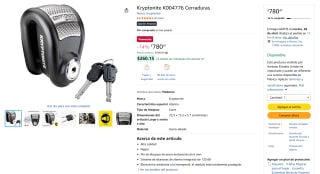 Candado Disco Kryptonite K004776 por $780 | Oferta Amazon