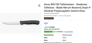 Arcos tafelmes voor €1,82 bij Amazon
