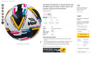 Balón Fútbol Liga MX Apertura 2024 No.5 por $369 | Amazon