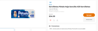 Servilletas Pétalo Hoja Sencilla 420 Servilletas por $34 | Chedraui