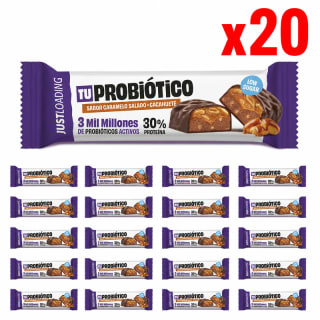 JustLoading 20 Uds Proteicas Probióticas de Cacahuete y Caramelo Salado 50g a 12.99€