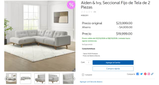 Seccional fijo Aiden & Ivy 2 piezas por $19,999 | Costco