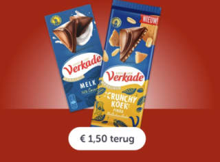 Verkade chocoladerepen: €1,50 cashback via Tikkie